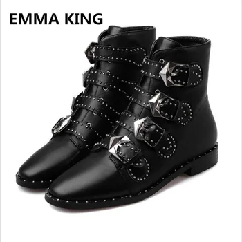 EMMA KING Sexy Metal Rivets Buckles Short Winter Boots Thick Heels Pointed Toe Ladies Dress Martin Boots Black Zapatos De Mujer
EMMA KING Sexy Metal Rivets Buckles Short Winter Boots Thick Heels Pointed Toe Ladies Dress Martin Boots Black Zapatos De Mujer