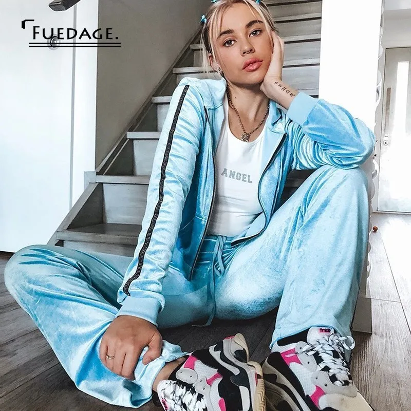Fuedage Summer Casual Velvet Two Piece Set Zipper Hoodies Coat And Long Pant Women Set Diamonds 2 Piece Set Women Outfit Clothes
Fuedage Summer Casual Velvet Two Piece Set Zipper Hoodies Coat And Long Pant Women Set Diamonds 2 Piece Set Women Outfit Clothes