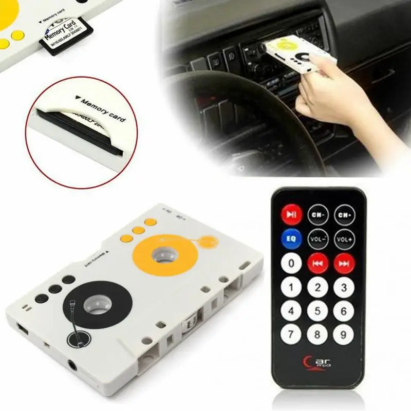 

Portable Vintage Car Cassette SD MMC MP3 Tape Player Adapter Kit With Remote Control Stereo Audio Cassette Player US/EU Plug