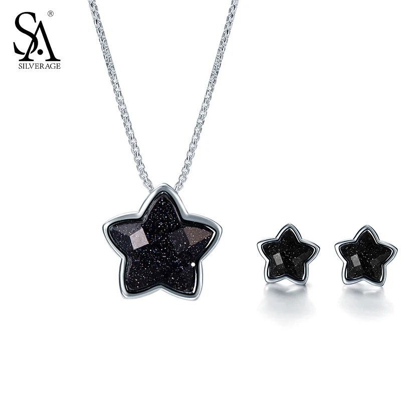 SA SILVERAGE Silver Set 925 Black Stone Star Necklace And Earrings Set For Female Women Pure Silver Jewelry S925 Birthday Gift
SA SILVERAGE Silver Set 925 Black Stone Star Necklace And Earrings Set For Female Women Pure Silver Jewelry S925 Birthday Gift