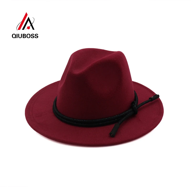QIUBOSS Unisex Wool Fedora Hat Leather Rope Decorated Hawkins Felt Cap Wide Brim Ladies Trilby Feminino Hat Women Men Jazz Hat
QIUBOSS Unisex Wool Fedora Hat Leather Rope Decorated Hawkins Felt Cap Wide Brim Ladies Trilby Feminino Hat Women Men Jazz Hat