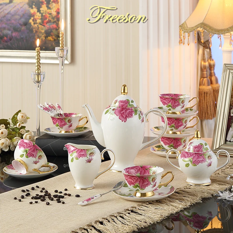 Elegant Porcelain Coffee Set Ceramic Teaot Sugar Bowl Creamer Pastoral Bone China Tea Set Party Pot Mug Tea Cup Drop Shipping
Elegant Porcelain Coffee Set Ceramic Teaot Sugar Bowl Creamer Pastoral Bone China Tea Set Party Pot Mug Tea Cup Drop Shipping