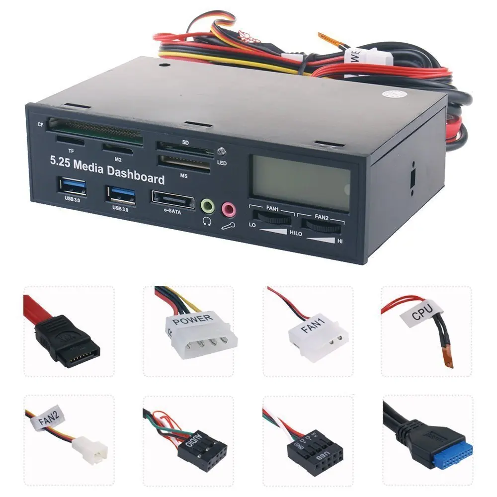 5.25" All In One Media Dashboard Front Panel Multifunction USB3.0 Card Readers PC Multi Card Reader
5.25" All In One Media Dashboard Front Panel Multifunction USB3.0 Card Readers PC Multi Card Reader
