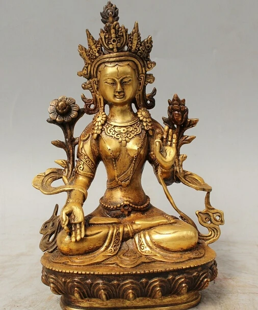 

Details about 9" Tibet Tibetan Bronze Gilt Buddhism 7 eyes White Tara Goddess Buddha Statue R0715