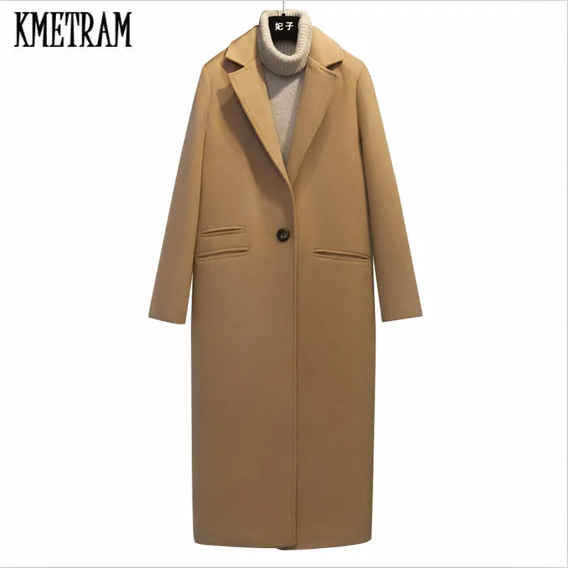 KMETRAM casaco feminino 2019 UK Women Autumn Winter Cassic Simple Woolen Long Coat Female Robe Outerwear manteau femme HH220
KMETRAM casaco feminino 2019 UK Women Autumn Winter Cassic Simple Woolen Long Coat Female Robe Outerwear manteau femme HH220