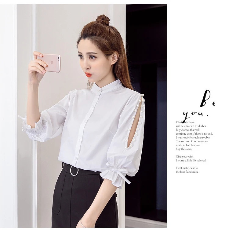Summer New Korean Version Of The Small Fresh Women Blouse Hollow Casual Loose Student Seven Points Shirt Top Blusas 152B 30 (Us 4-16)
