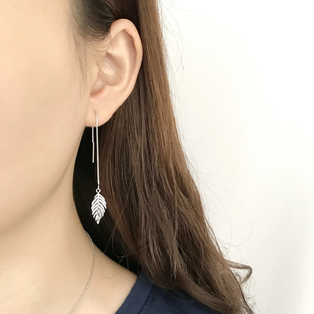 Tiny Leaf Threader Earrings With Long Chain 925 Sterling Silver Best Friend Gift ,Modern S925 Needle Threader Drop Earrings
Tiny Leaf Threader Earrings With Long Chain 925 Sterling Silver Best Friend Gift ,Modern S925 Needle Threader Drop Earrings