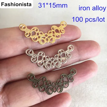 100 pcs Metal Stamping Crafted Filigree Connectors,31*15mm,Gold-color,Steel color,Bronze,Jewelry Supplies - Free Shipping
100 pcs Metal Stamping Crafted Filigree Connectors,31*15mm,Gold-color,Steel color,Bronze,Jewelry Supplies - Free Shipping