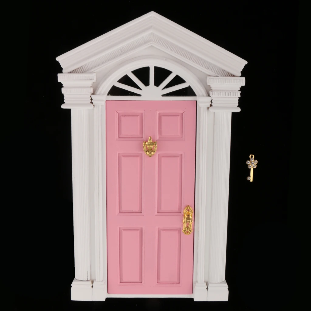 DIY 1:12 Dollhouse Miniature Wooden European-style Villa Gate Door 1/12 Doll House Decor Furniture Toys for Children Kids Gift
