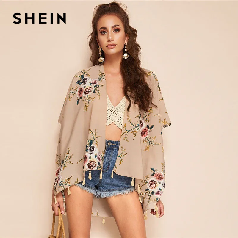 SHEIN Apricot Fringe Trim Asymmetrical Hem Flower Print Boho Kimono Cardigan Spring Summer Beach Casual Vacation Women Kimono
SHEIN Apricot Fringe Trim Asymmetrical Hem Flower Print Boho Kimono Cardigan Spring Summer Beach Casual Vacation Women Kimono