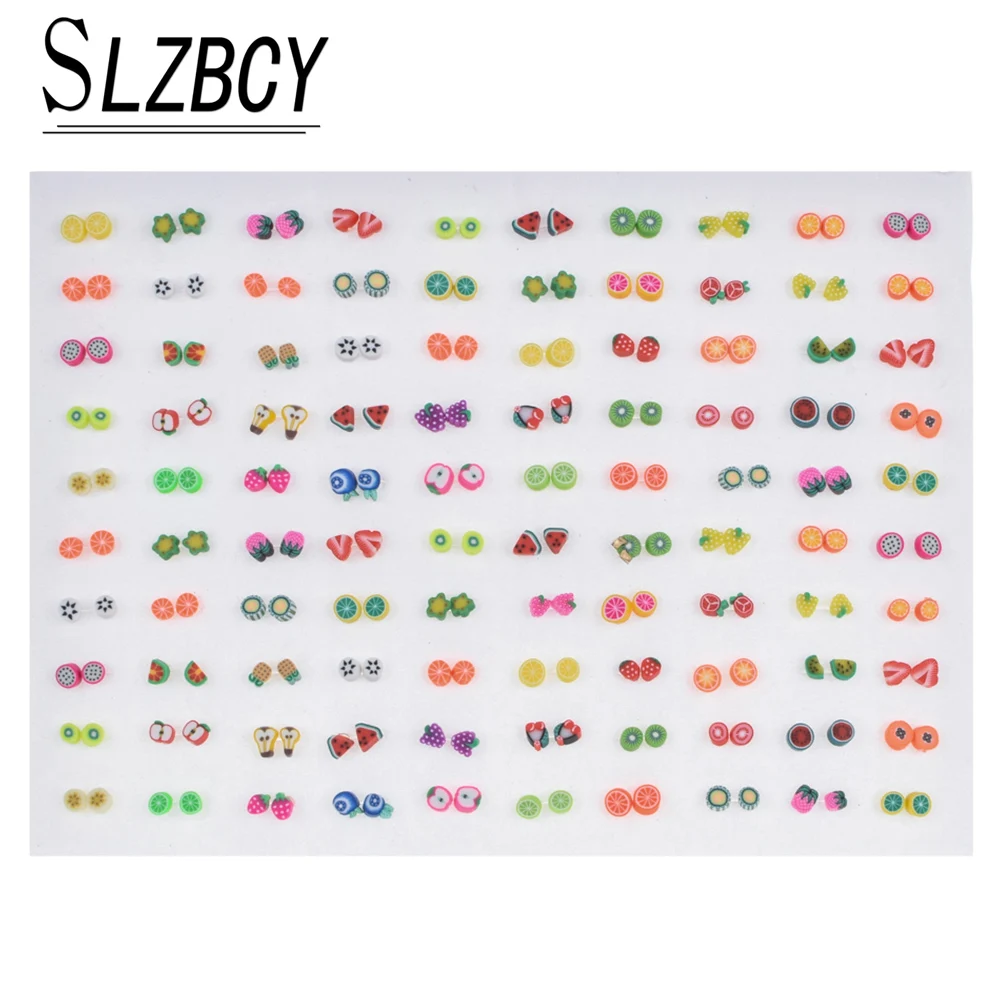 New 100 pairs/lot Soft Clay Fruit Small Stud Earrings For Women Colorful Geometric Round Triangle Earring Children Jewelry Gifts
New 100 pairs/lot Soft Clay Fruit Small Stud Earrings For Women Colorful Geometric Round Triangle Earring Children Jewelry Gifts
