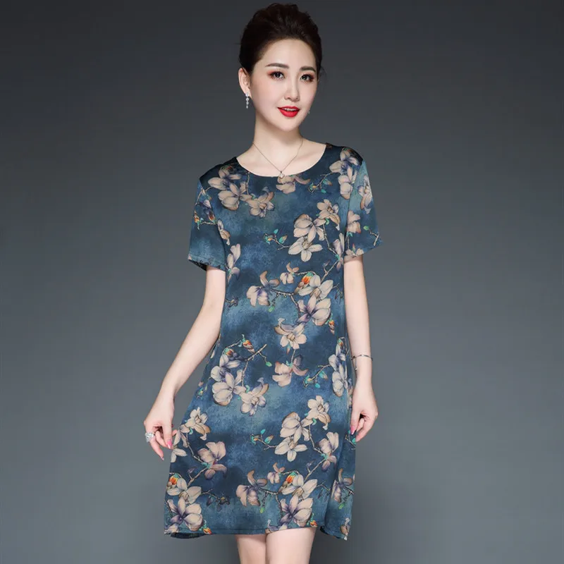 LHZSYY 2019Summer New Knit Thin Silk Dress O Neck Soft and wild High-end Women's Temperament Mother Large size Long flower Dress
LHZSYY 2019Summer New Knit Thin Silk Dress O Neck Soft and wild High-end Women's Temperament Mother Large size Long flower Dress