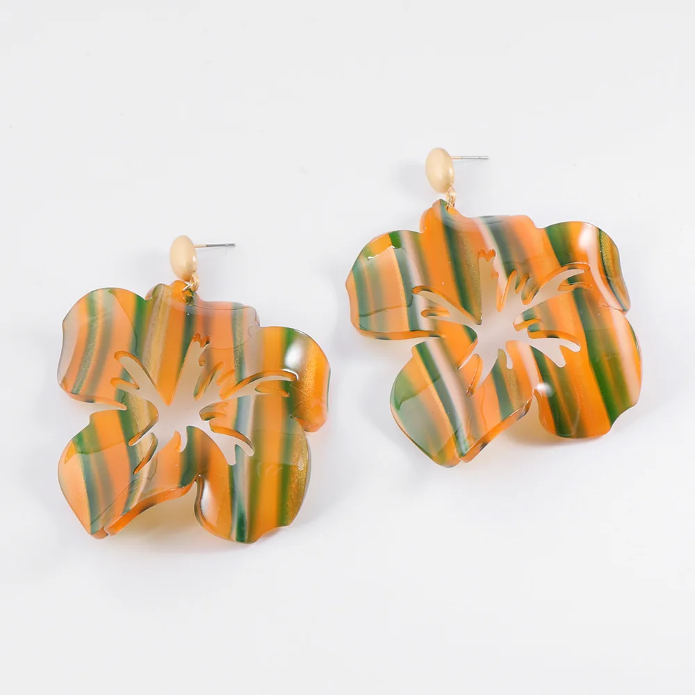 Korean Fashion Flower Earrings Candy Color Striped Acrylic Dangle Earrings for Women Trendy Hollow Earings Fashion Jewelry Gifts
Korean Fashion Flower Earrings Candy Color Striped Acrylic Dangle Earrings for Women Trendy Hollow Earings Fashion Jewelry Gifts