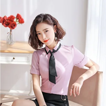 Novelty Pink OL Styles Women Blouses and Shirts Ladies Office Work Wear Blouse Female Tops Casual Clothes With Tie Short Sleeve
Novelty Pink OL Styles Women Blouses and Shirts Ladies Office Work Wear Blouse Female Tops Casual Clothes With Tie Short Sleeve