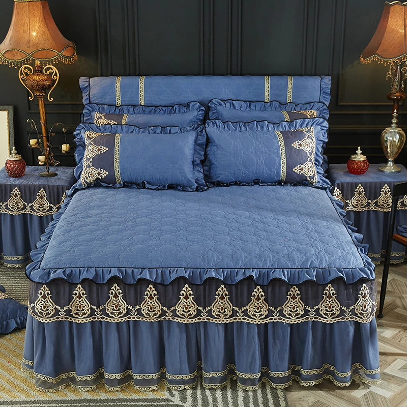 Beige Blue Princess Lace Bedding Bed skirt With Cotton Thicker Warm Bedspread 1/3pcs Winter Bedclothes Bed Sheet Pillowcases
Beige Blue Princess Lace Bedding Bed skirt With Cotton Thicker Warm Bedspread 1/3pcs Winter Bedclothes Bed Sheet Pillowcases