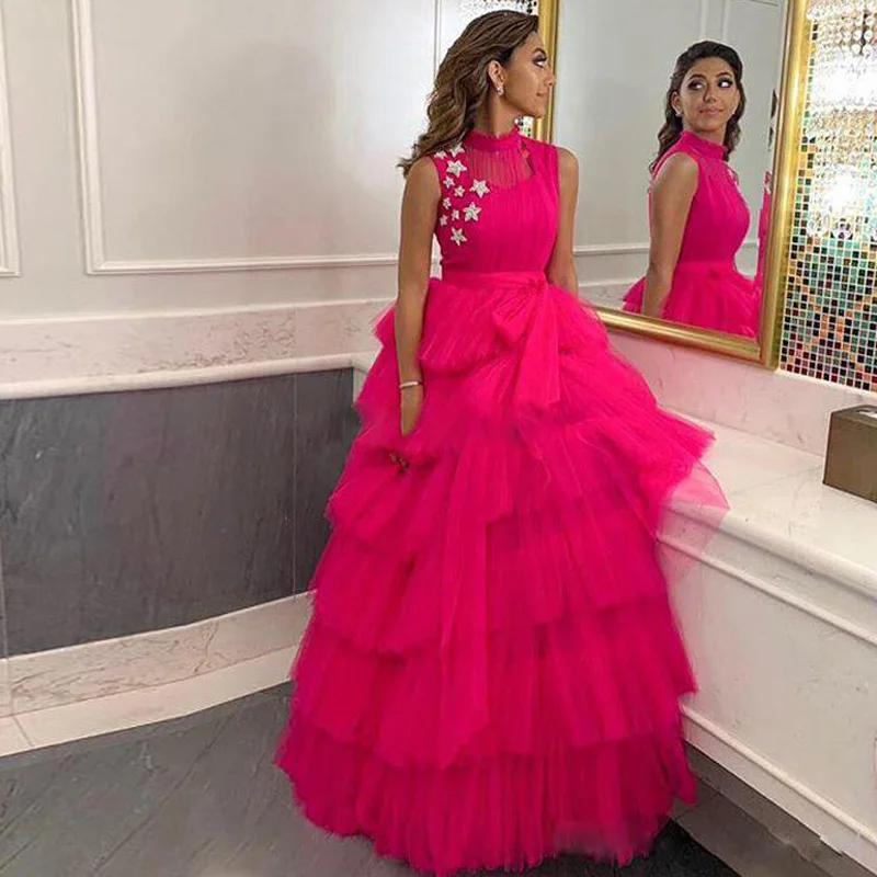 Hot Sale Tiered Long Arabic Women Formal Dresses High Neck Ruffles Tulle Prom Gowns Floor Length Evening Party Dress Custom made
Hot Sale Tiered Long Arabic Women Formal Dresses High Neck Ruffles Tulle Prom Gowns Floor Length Evening Party Dress Custom made