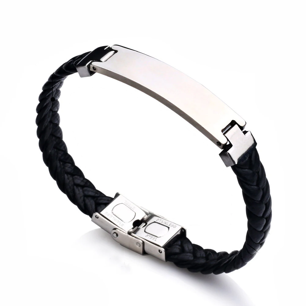 Punk Luxury Classic High Quality Black Stainless Steel Clasp Braided Leather Bracelet men For Women Lover Bangle Gift wholesale
Punk Luxury Classic High Quality Black Stainless Steel Clasp Braided Leather Bracelet men For Women Lover Bangle Gift wholesale