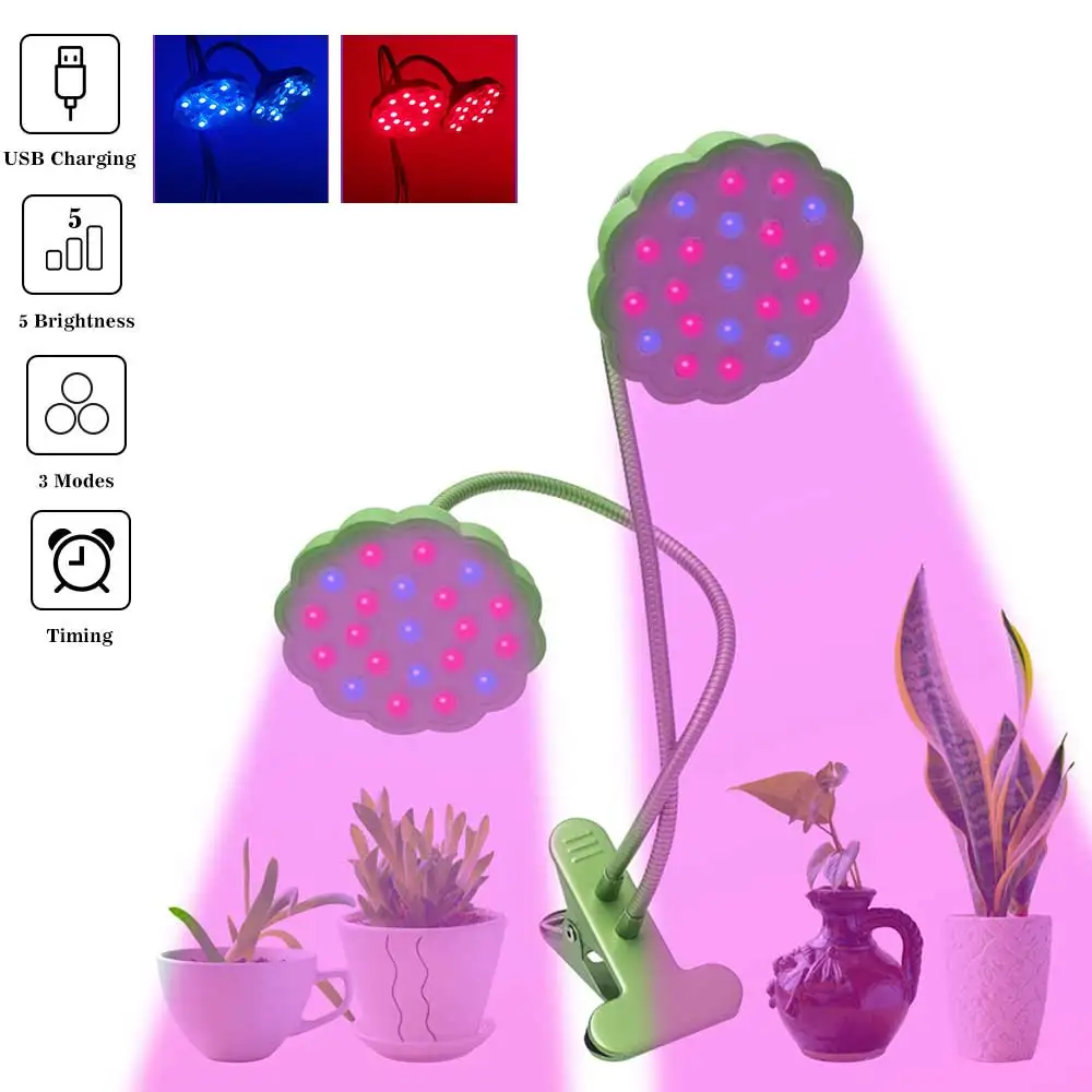 50W Dual Head Grow Lamp Sunlike Full Spectrum Blue Red 42LED Grow Light with Holder Clip Lotus Shape Phyto Lamp For Indoor plant
50W Dual Head Grow Lamp Sunlike Full Spectrum Blue Red 42LED Grow Light with Holder Clip Lotus Shape Phyto Lamp For Indoor plant