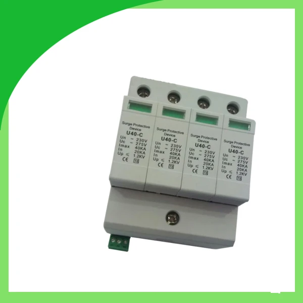 U40-C 275V 385V 420V 40ka 4pole Surge Absorber Plug in/out Style Power Surge Protector
U40-C 275V 385V 420V 40ka 4pole Surge Absorber Plug in/out Style Power Surge Protector