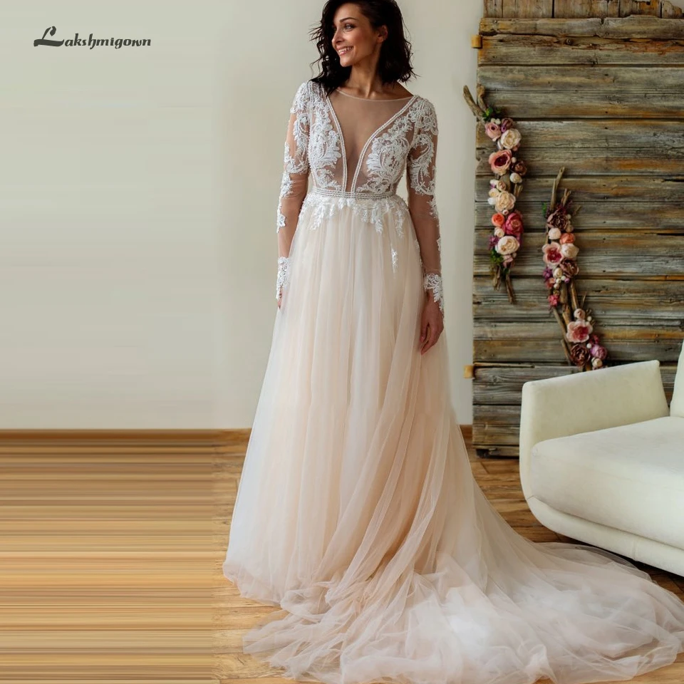 Lakshmigown Light Champagne Wedding Dresses Plus Size 2019 New Mariage Vintage Lace Long Sleeve Beach Wedding Dress Open Back
Lakshmigown Light Champagne Wedding Dresses Plus Size 2019 New Mariage Vintage Lace Long Sleeve Beach Wedding Dress Open Back