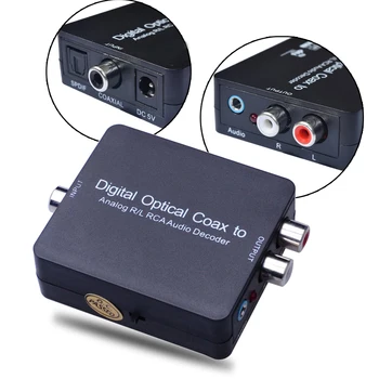 Digital Optical Coax T-oslink to Analog R/L RCA Audio Decoder Converter adapter for TV/PS3/Xbox 360/Blu-Ray player/HD DVD
Digital Optical Coax T-oslink to Analog R/L RCA Audio Decoder Converter adapter for TV/PS3/Xbox 360/Blu-Ray player/HD DVD