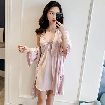 Ladies Pijamas Dress Robe Set Pijamas Bridesmaid Dress Women Pink Sleepwear Sets Underwear Bathrobe Silk Lingerie Mini Dress
Ladies Pijamas Dress Robe Set Pijamas Bridesmaid Dress Women Pink Sleepwear Sets Underwear Bathrobe Silk Lingerie Mini Dress