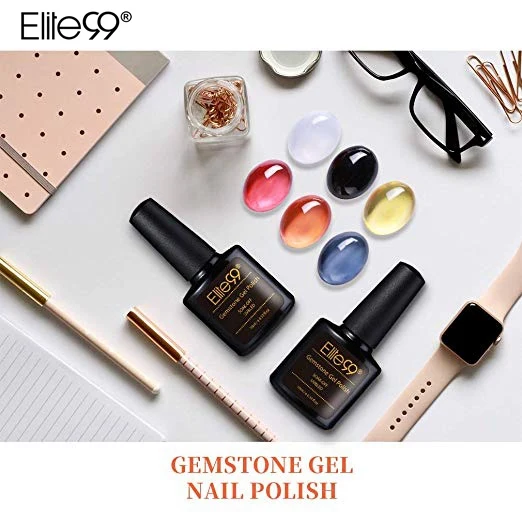 

Elite99 10ml Gemstone Gel Polish Kit Soak Off Translucent Candy Color Gel Nail Polish 6 Colors Nail Art UV Gel Lacquer Manicure