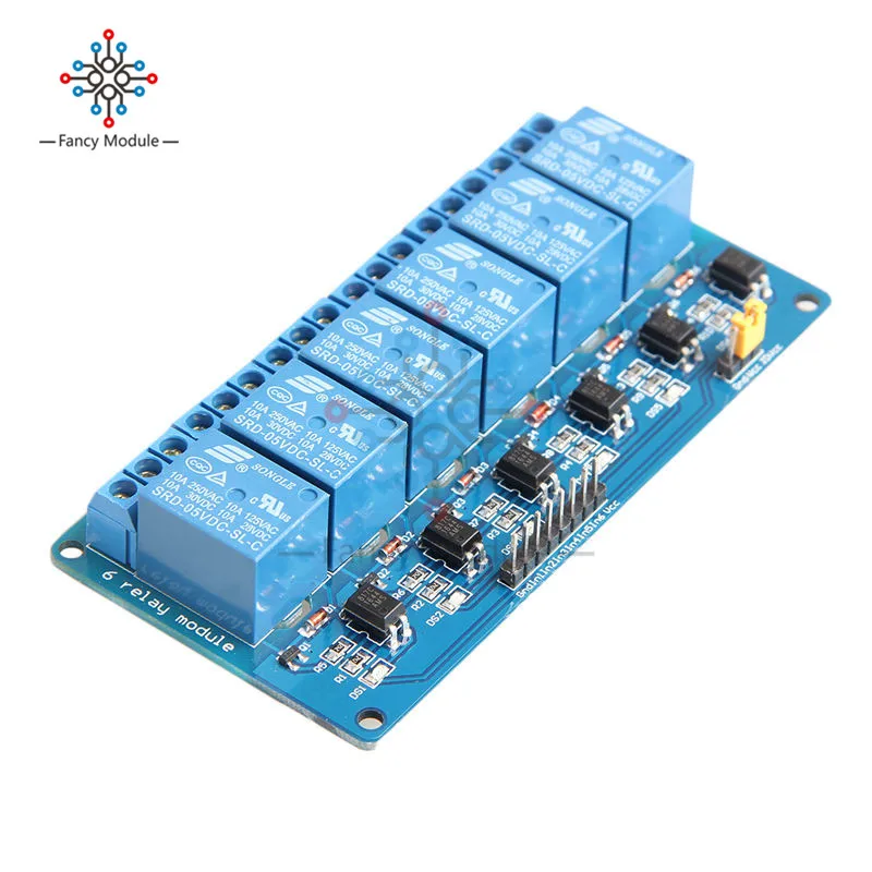 

DC 5V 6 Channel Relay Module with Light Coupling Optocoupler Insulation for Arduino PIC ARM DSP AVR Raspberry Pi Expansion Board