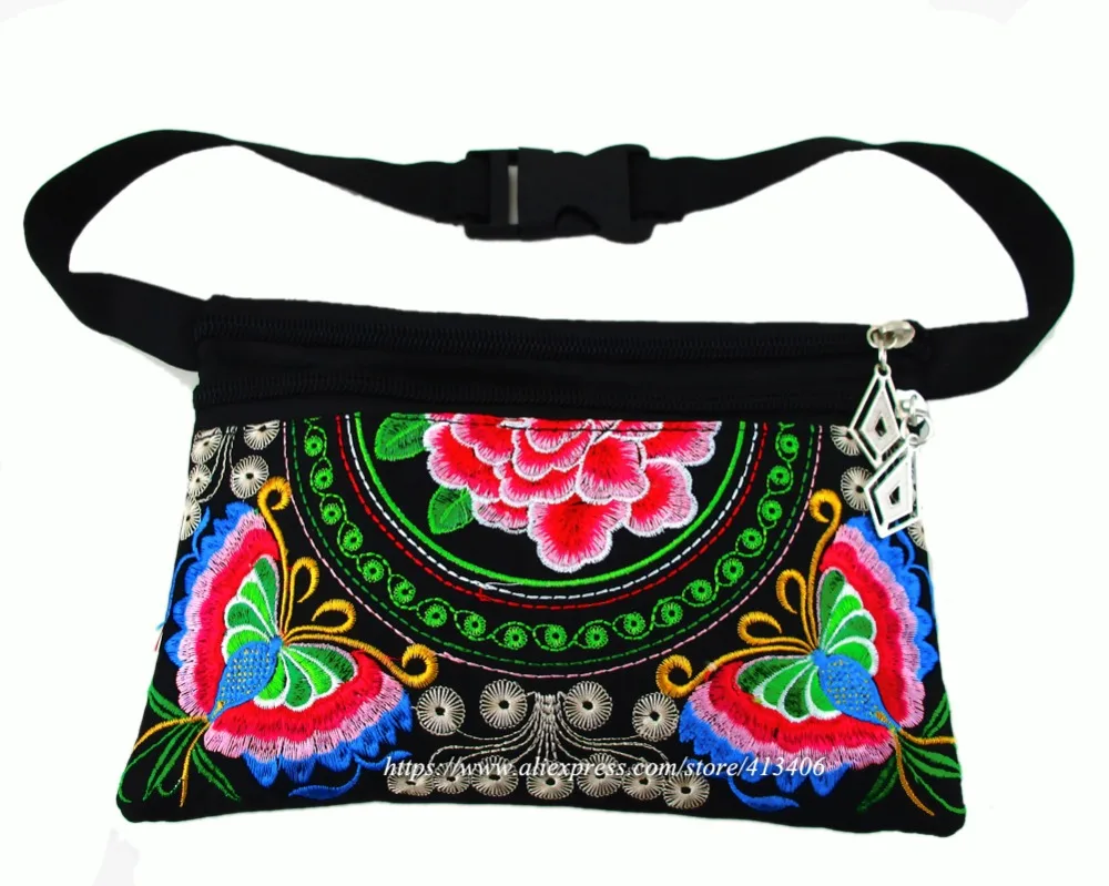 

Free shipping fees Vintage Hmong Tribal Ethnic Thai Indian Boho Waist Bags women embroidery Waist Pack Bags sys-405A