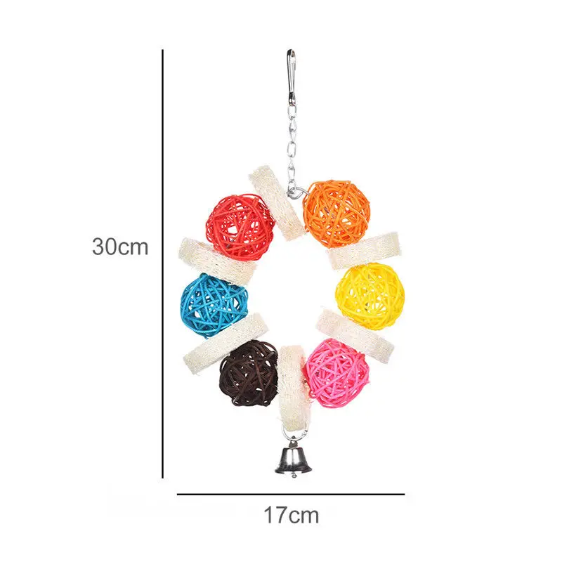 Mayitr Parrot Toys Pet Bird Bites Climb Chew Toy Hanging Cockatiel Parakeet Climb Chewing Cage With Bell Bird Toys Multi Styles