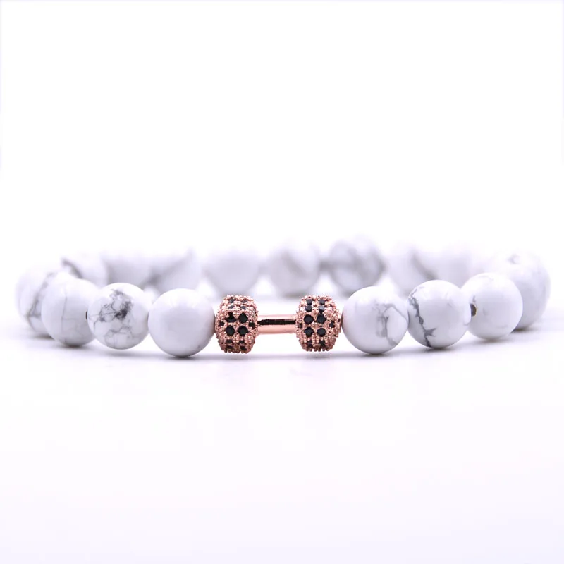 KANGKANG Rose gold Pretty Micro inlay Zirconia Small barbell 5 color Natural stone Bracelet For Women Men Couple Bangles Jewelry
KANGKANG Rose gold Pretty Micro inlay Zirconia Small barbell 5 color Natural stone Bracelet For Women Men Couple Bangles Jewelry