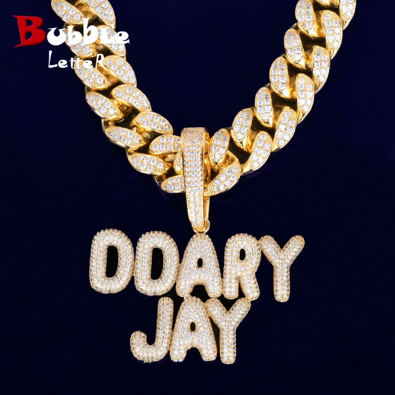 With 20MM Cuban Chain Custom Name Small Bubble Letters Chain Pendants Necklaces Men's Zircon Hip Hop Jewelry For Gift
With 20MM Cuban Chain Custom Name Small Bubble Letters Chain Pendants Necklaces Men's Zircon Hip Hop Jewelry For Gift