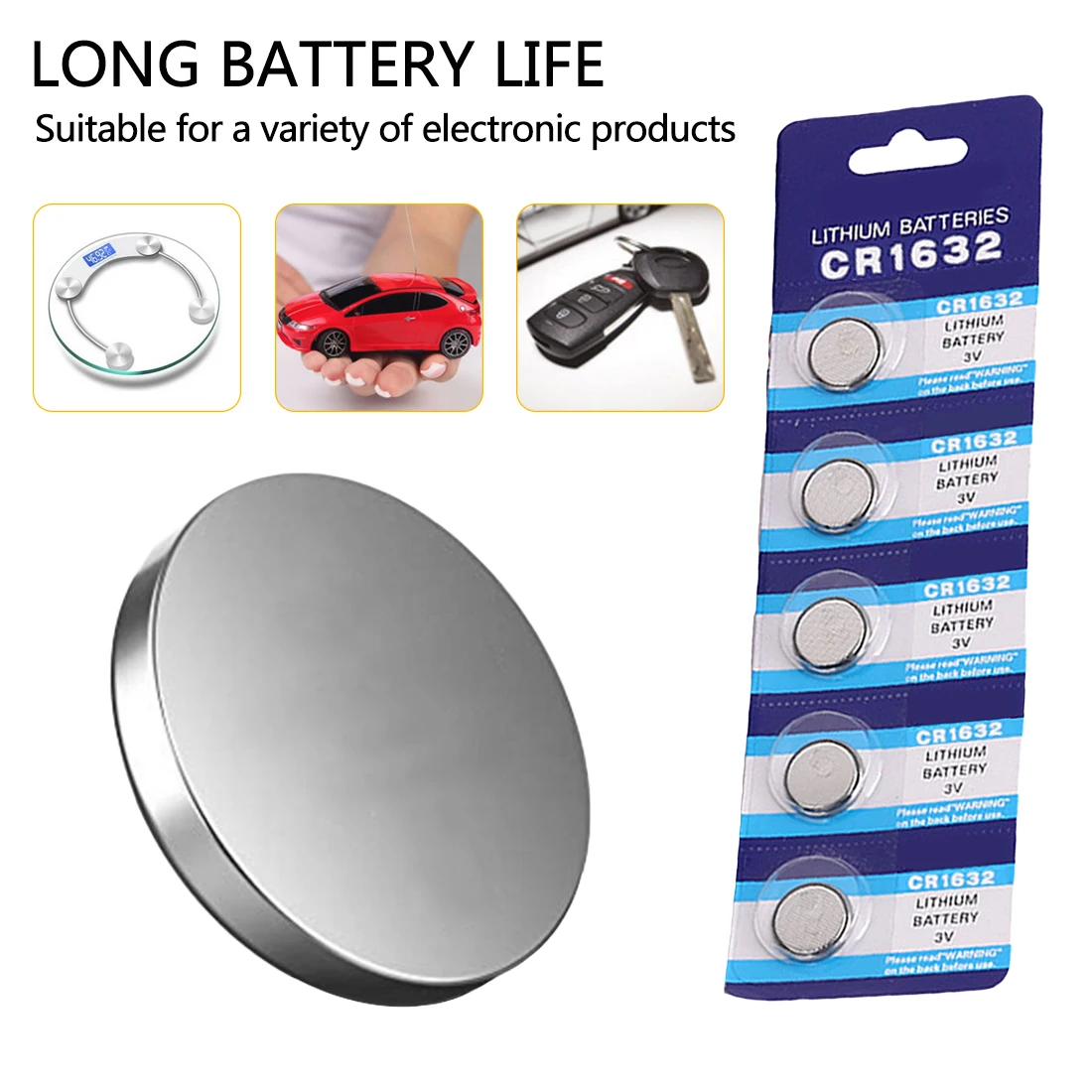 3.0V Button battery 5Pcs/pack CR1632 BR1632 DL1632 ECR1632 LM1632 lithium battery Cell Button Toys 1632 Batteries Card Retail
3.0V Button battery 5Pcs/pack CR1632 BR1632 DL1632 ECR1632 LM1632 lithium battery Cell Button Toys 1632 Batteries Card Retail