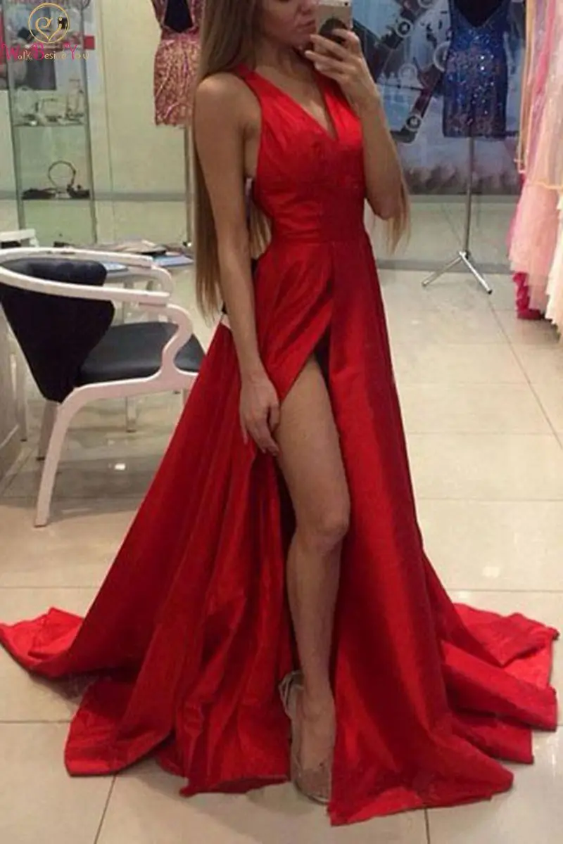 Длинное Красное Атласное Платье