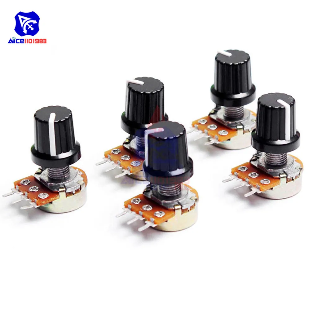 5PCS/Lot Potentiometer Resistor 1K 2K 5K 10K 20K 50K 100K 500KΩ Ohm 3Pin Linear Taper Rotary Potentiometer for Arduino with Cap
5PCS/Lot Potentiometer Resistor 1K 2K 5K 10K 20K 50K 100K 500KΩ Ohm 3Pin Linear Taper Rotary Potentiometer for Arduino with Cap