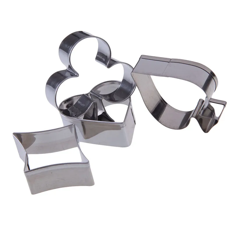 Brand New 4pcs Mini Stainless Steel Poker Style Fondant Biscuit Pastry Cookie Cutter Kitchen Dining Mold Tool Set Accessories AA
Brand New 4pcs Mini Stainless Steel Poker Style Fondant Biscuit Pastry Cookie Cutter Kitchen Dining Mold Tool Set Accessories AA