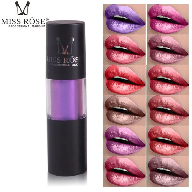 

Metallic Lipstick MISS ROSE Make up Lips Gloss Waterproof Moisturizer Liquid Lipstick Nutritious Easy To Makeup LipGloss