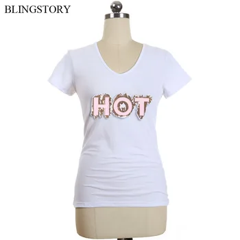 BLINGSTORY Plus Size Summer Tops for Women Short Sleeved V-neck Sequin Letter White T Shirt
BLINGSTORY Plus Size Summer Tops for Women Short Sleeved V-neck Sequin Letter White T Shirt