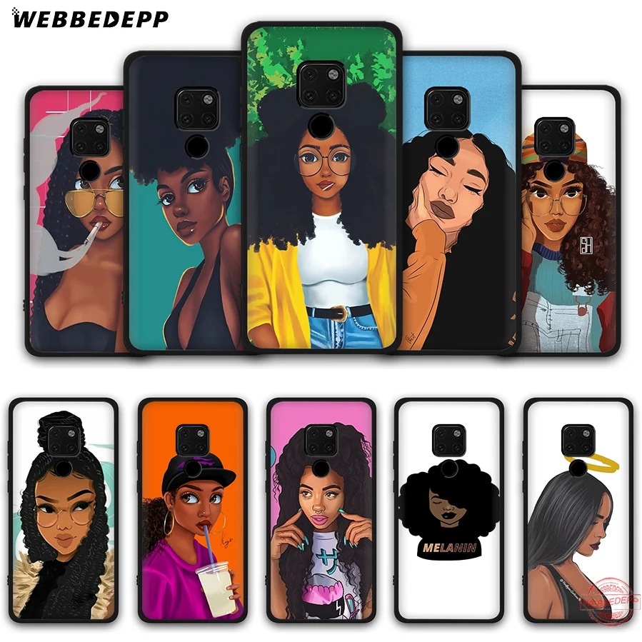 WEBBEDEPP Afro Girls Colorful Cute Soft Case for Huawei Mate 30 10 20 Pro Lite Nova 2i 3 3i 4 5i 2 Cases | Мобильные телефоны и
