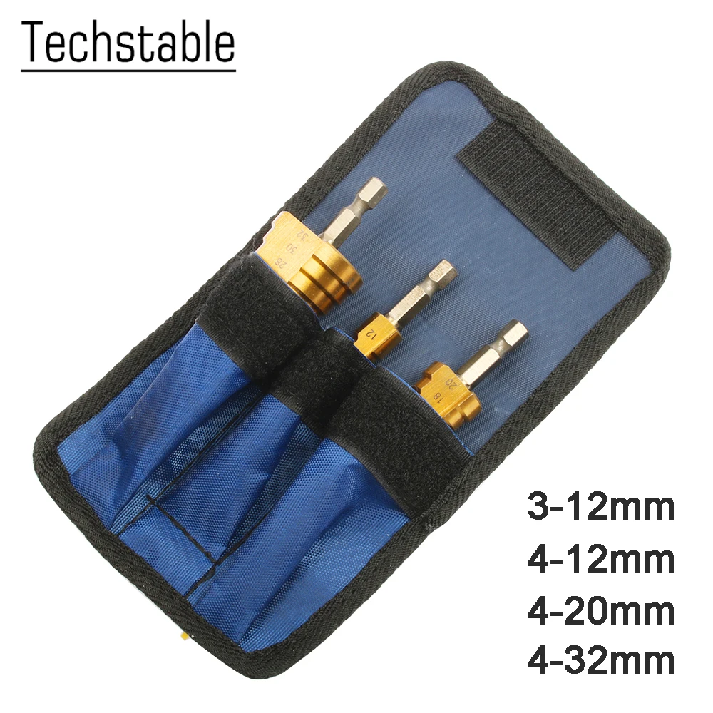 HSS Steel Titanium Step Drill Bits 4-12mm 4-20mm 4-32mm Step Cone Cutting Tools Steel Woodworking Wood Metal 4-12/20/32 with bag
HSS Steel Titanium Step Drill Bits 4-12mm 4-20mm 4-32mm Step Cone Cutting Tools Steel Woodworking Wood Metal 4-12/20/32 with bag