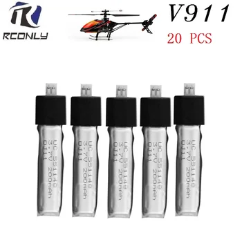 

20pcs Wltoys V911 RC Helicopter brushless motor Accessories Bag KV911-0005 F929 F939 BATTERY (5Pcs 3.7V 200mAh Lithium Batteries