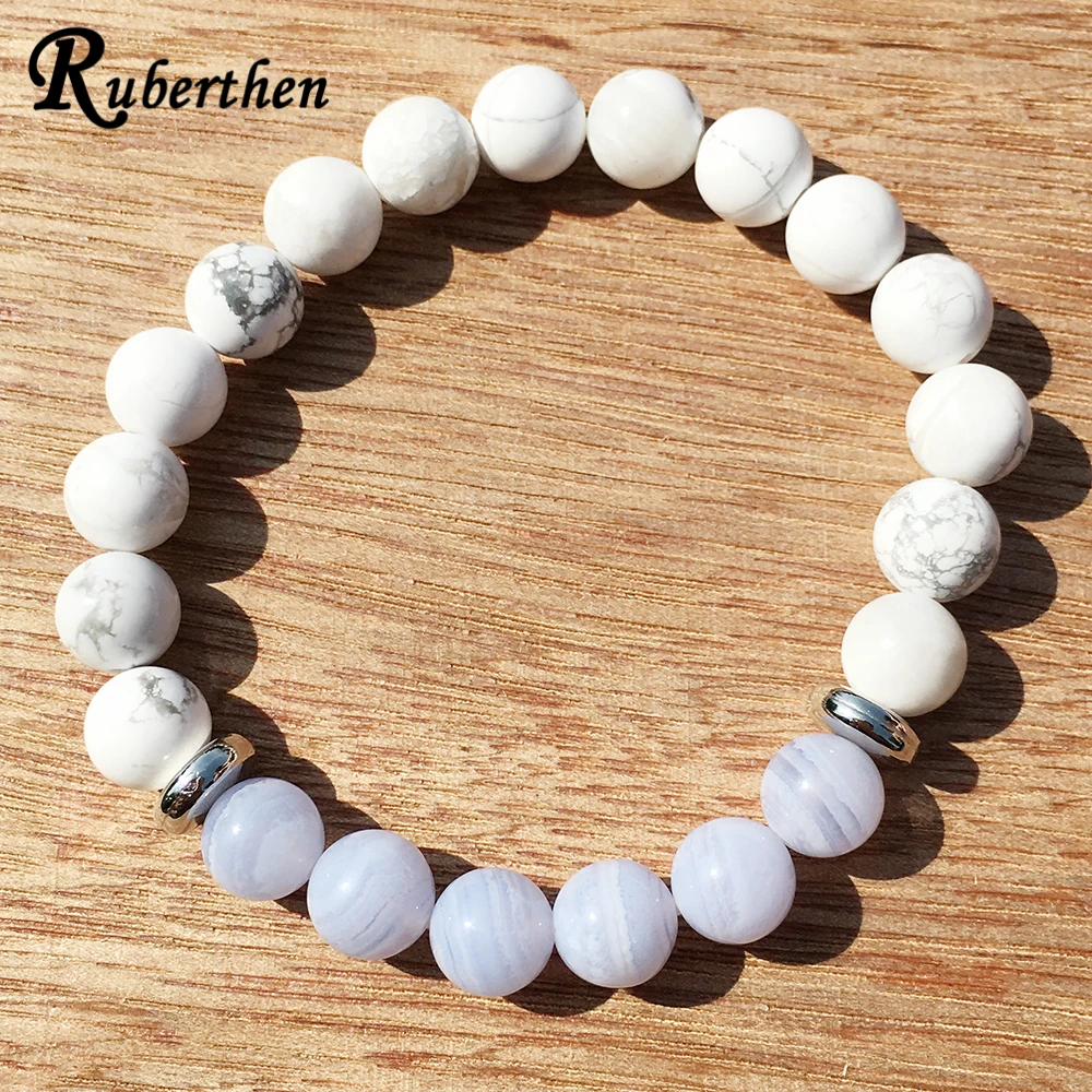Ruberthen AAA Grand Blue Lace Agates Bracelet White Howlite Beaded Bracelet Love Protection Healing Women`s Yoga Jewelry
Ruberthen AAA Grand Blue Lace Agates Bracelet White Howlite Beaded Bracelet Love Protection Healing Women`s Yoga Jewelry