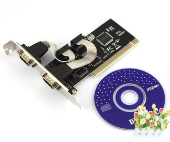 PCI To 2 Ports COM 9 Pin Serial Series RS232 Card Adapter Win 7 VISTA XP FO With CD Driver DB9 Serial Port Connectors
