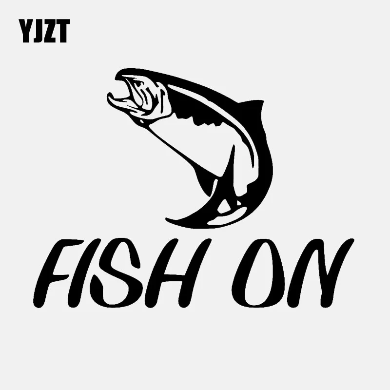 YJZT 16.4CM*12.2CM Fish On Salmon Steelhead Car Sticker Window Vinyl Decal Black/Silver C24-0647 | Автомобили и мотоциклы