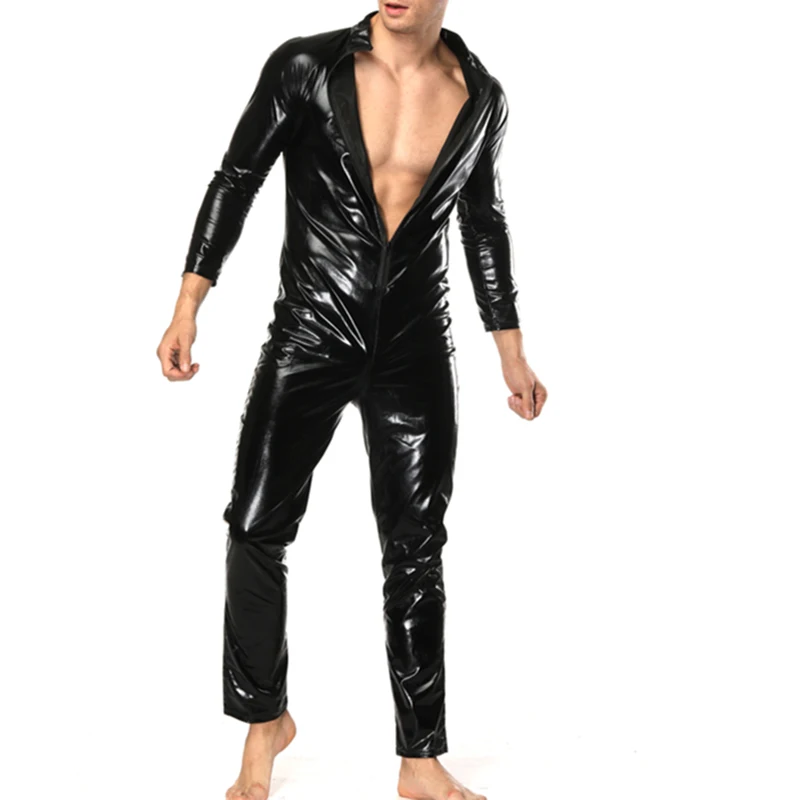 Men Faux Leather Catsuit Latex Bodysuits Male Zip Front Solid Black Full Lengh Sexy PU Jumpsuit Mens Jumpsuit Leotard Lingerie
Men Faux Leather Catsuit Latex Bodysuits Male Zip Front Solid Black Full Lengh Sexy PU Jumpsuit Mens Jumpsuit Leotard Lingerie