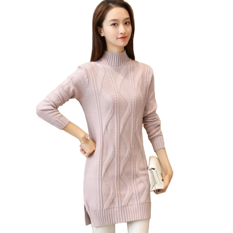 Medium Long Women Sweater Autumn Winter Clothes Half Turtleneck Loose Pull Knit Pullover Warm Long-sleeved Sweater Female Tops
Medium Long Women Sweater Autumn Winter Clothes Half Turtleneck Loose Pull Knit Pullover Warm Long-sleeved Sweater Female Tops