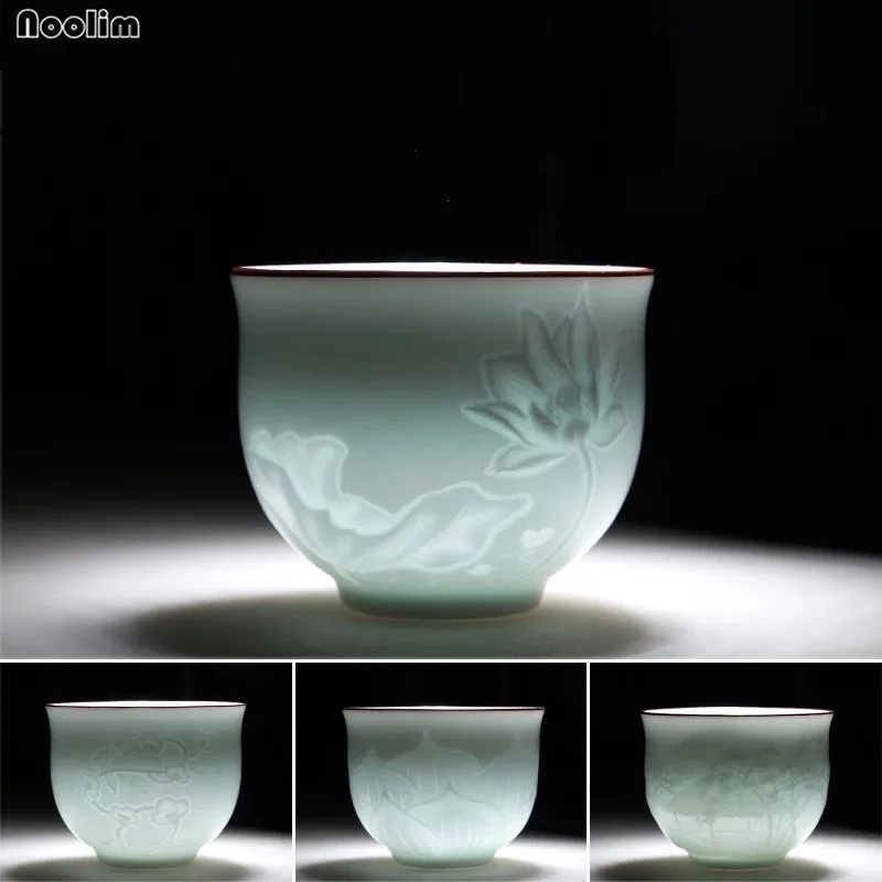 NOOLIM 70ml Celadon Kung Fu Tea Cup Ceramic Shadow Carved Cup Longquan Celadon Tea Set Pu'er Tea Cup Handmade Drinkware
NOOLIM 70ml Celadon Kung Fu Tea Cup Ceramic Shadow Carved Cup Longquan Celadon Tea Set Pu'er Tea Cup Handmade Drinkware