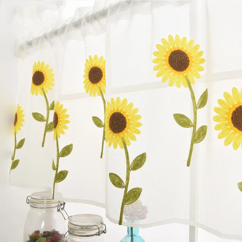 Modern Sunflower Embroidered Pelmet Voile Curtains For Kitchen Valance Coffee Window Tulle for Door Kitchen Living Room Sheer
Modern Sunflower Embroidered Pelmet Voile Curtains For Kitchen Valance Coffee Window Tulle for Door Kitchen Living Room Sheer