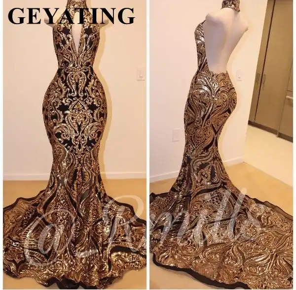 black and gold sequin long dress