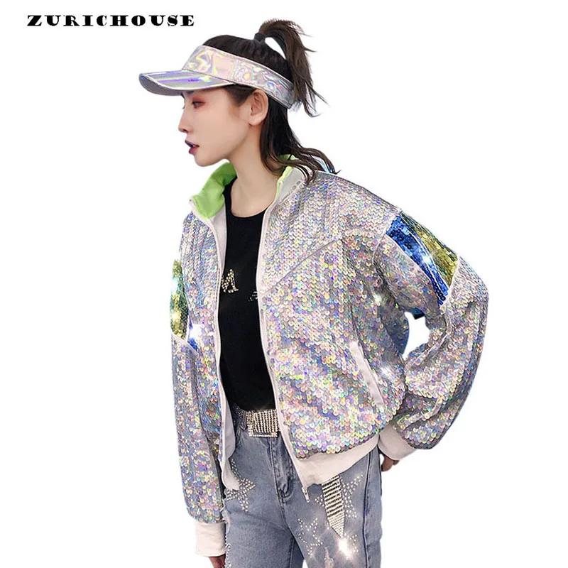 Fashion Hit Color Sequin Spring Jacket Women All-match Baseball Coat 2019 New Steampunk Streetwear Zipper Bomber Jacket Female
Fashion Hit Color Sequin Spring Jacket Women All-match Baseball Coat 2019 New Steampunk Streetwear Zipper Bomber Jacket Female